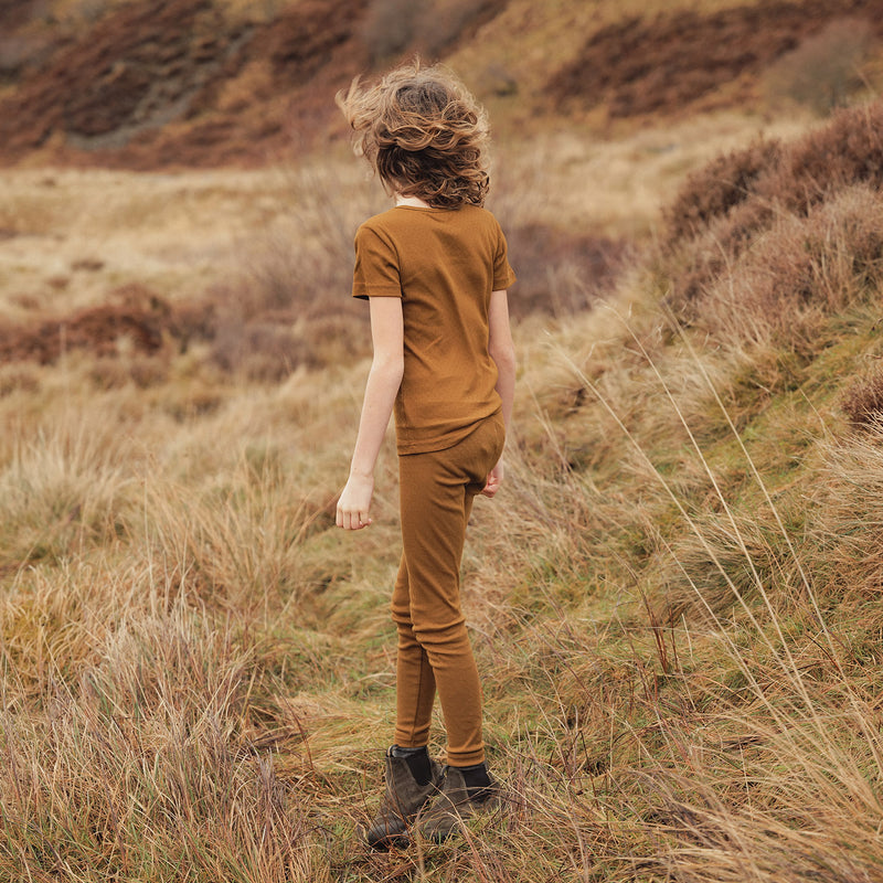 Finch Kids Leggings - Cotton Pointelle - Copper