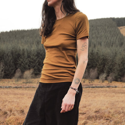 Smew Women's Top - Cotton Pointelle - Copper