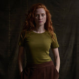 Smew Womens Top - Cotton Pointelle - Olive