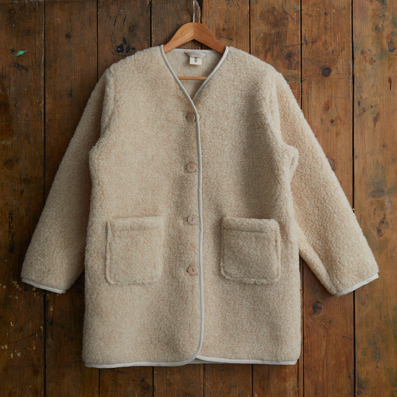 Women’s Wool Teddy Fleece Coat in beige - sizes Small to XL – MamaOwl