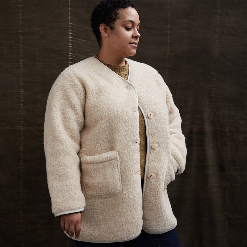 Women’s Wool Teddy Fleece Coat in beige - sizes Small to XL – MamaOwl