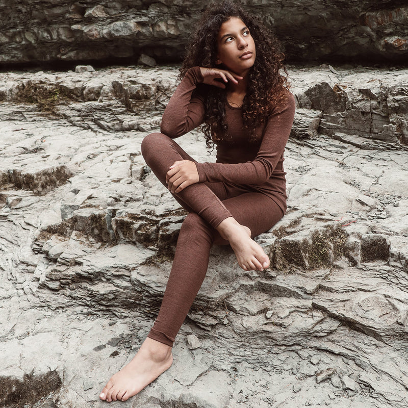 Lark Top & Finch Leggings Women’s Set - Merino Wool & Silk - Squirrel