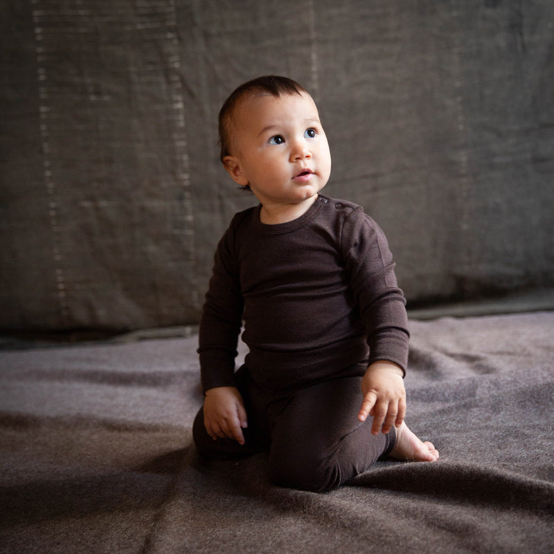 Finch Baby Leggings - Merino Wool - Bark