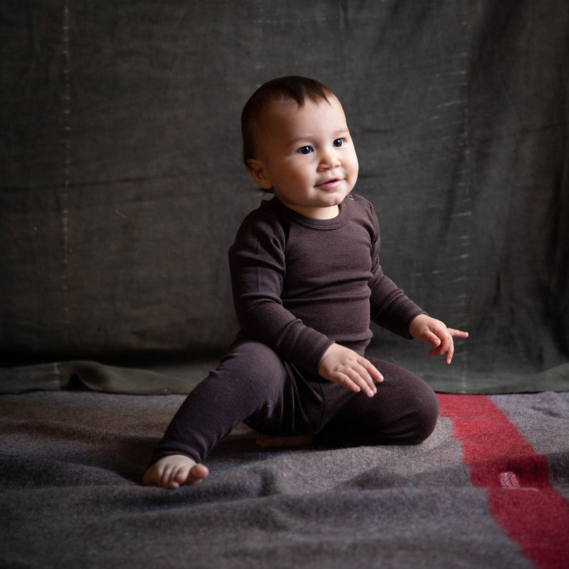 Finch Baby Leggings - Merino Wool - Bark