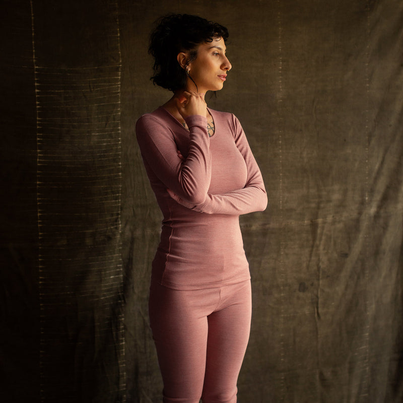 Lark Top & Finch Leggings Women’s Set - Merino Wool & Silk - Orchid