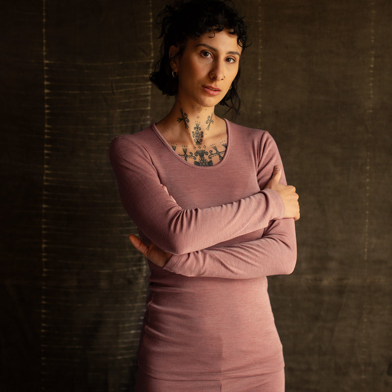 Lark Top & Finch Leggings Women’s Set - Merino Wool & Silk - Orchid