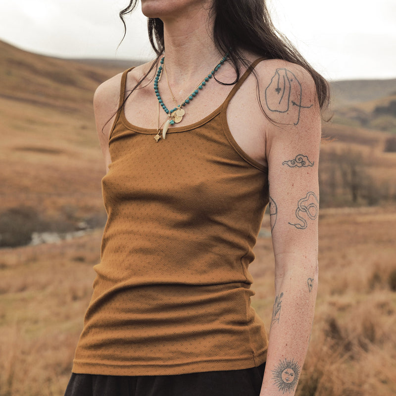 Cygnus Women's Top - Cotton Pointelle - Copper