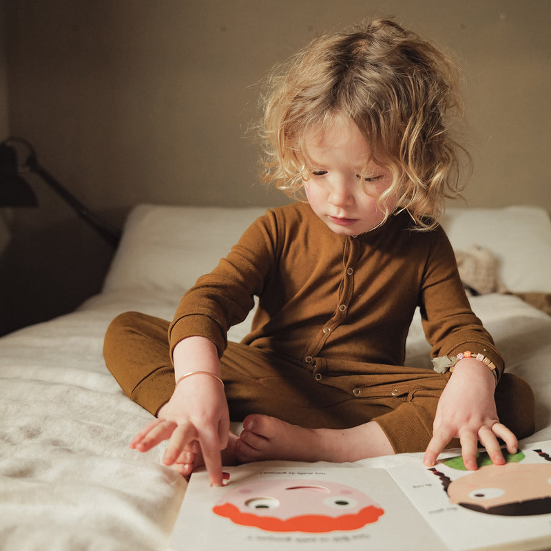 Stork Baby Pyjamas - Cotton Pointelle - Copper