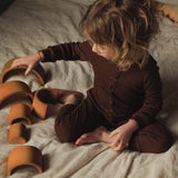 Stork Baby Pyjamas - Cotton Pointelle - Squirrel