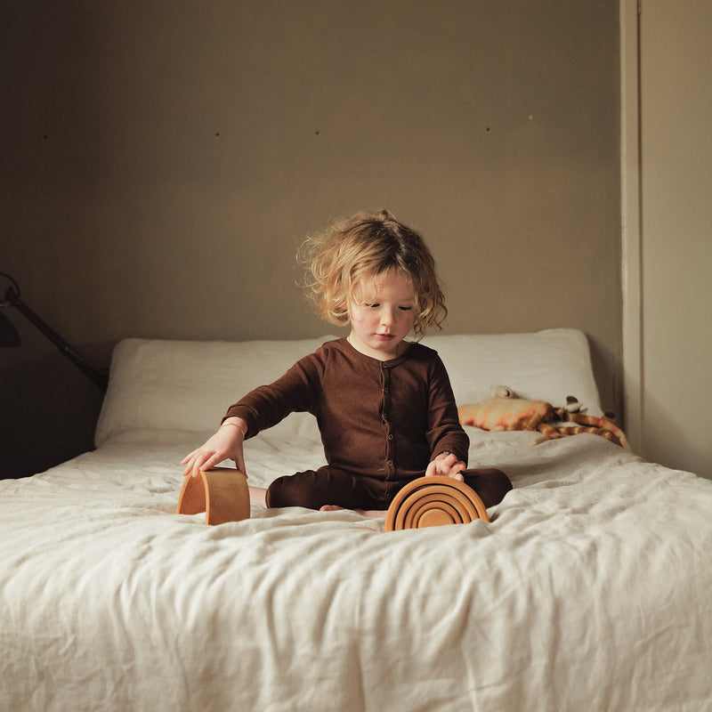 Stork Baby Pyjamas - Cotton Pointelle - Squirrel