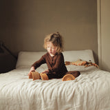 Stork Baby Pyjamas - Cotton Pointelle - Squirrel