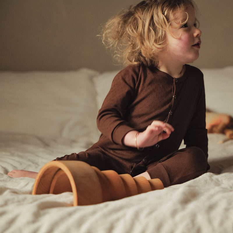 Stork Baby Pyjamas - Cotton Pointelle - Squirrel