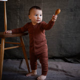 Stork Baby Pyjamas - Merino Wool - Cinnamon