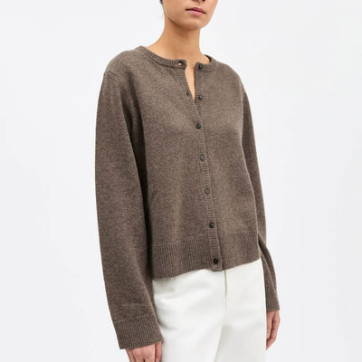 Women's Merino Wool Senna Cardigan - Brown Melange