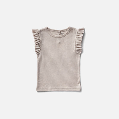 Cotton Frill Tee - Dove Pointelle