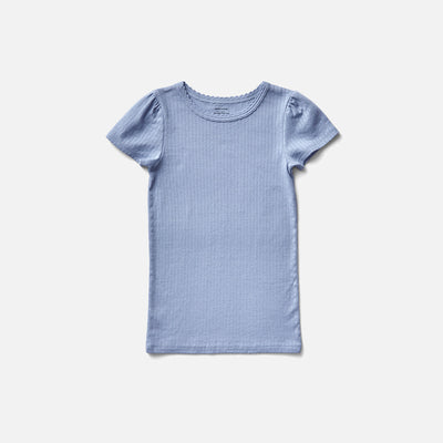 Cotton Pouf Tee - Sky Pointelle