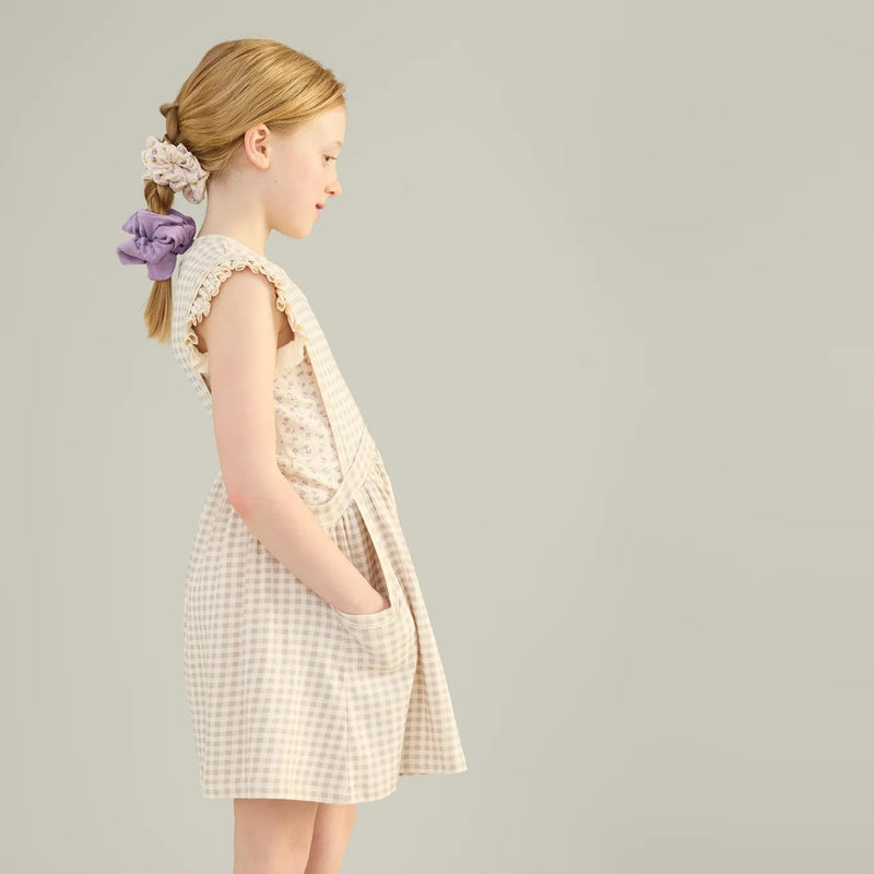 Kids Pima Cotton Dunes Dress - Cloud Gingham Print