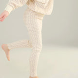 Kids Pima Cotton Stretch Leggings - Pansy Chicweed Print