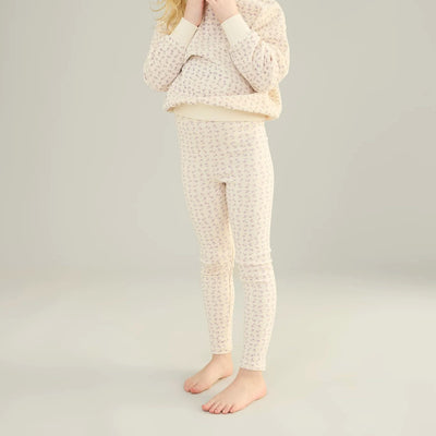 Kids Pima Cotton Stretch Leggings - Pansy Chicweed Print