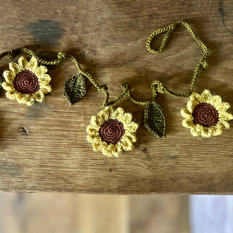 Hand Crocheted Wool Sunflower Garland