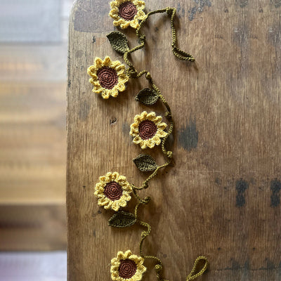 Hand Crocheted Wool Sunflower Garland