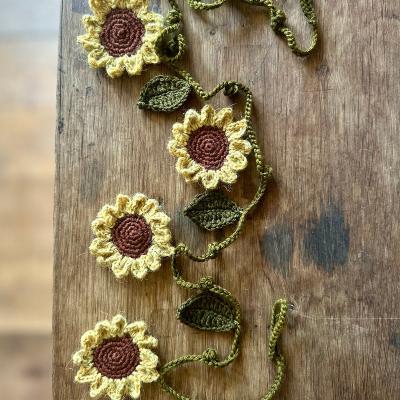 Hand Crocheted Wool Sunflower Garland