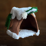 Handmade Wool Snowy Gnome & Fairy Stump House