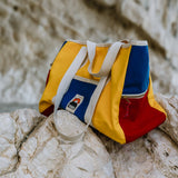 Cotton Canvas Beach Bag - Blue/Red/Yellow