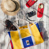 Cotton Canvas Beach Bag - Blue/Red/Yellow