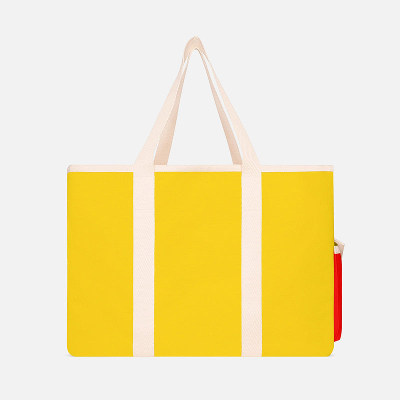 Cotton Canvas Beach Bag - Blue/Red/Yellow