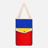 Cotton Canvas Beach Bag - Blue/Red/Yellow