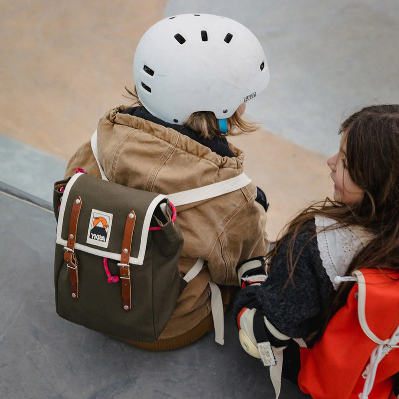 Cotton Canvas Matra Mini Backpack With Cotton Strap - Khaki