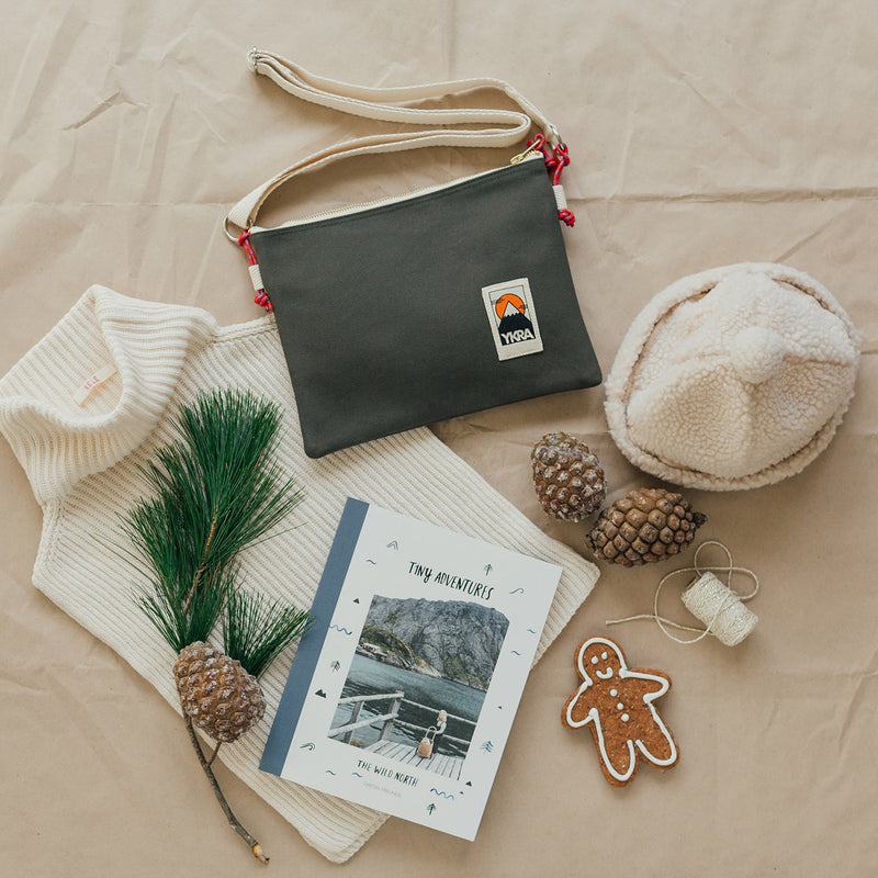 Cotton Canvas Side Pouch Bag - Khaki