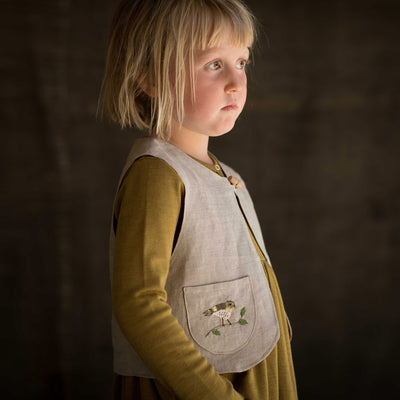 Baby & Kids Linen Explorer Waistcoat - Flax