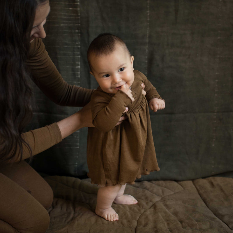 Ibis Baby & Kids Dress - Merino Wool & Silk - Almond