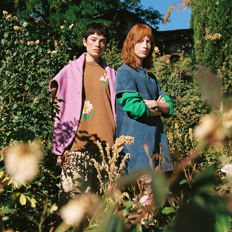 Women's Cotton Oversize T-Shirt - Pixel Flowers