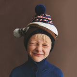 Kids Merino Wool Pom Hat - Hazel Melange/Light Grey