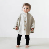 Kids Boiled Merino Wool Poncho - Natural