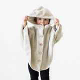 Kids Boiled Merino Wool Poncho - Natural