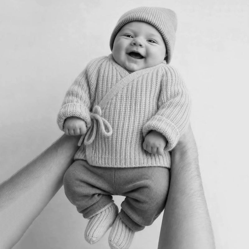 Baby Merino Wool/Alpaca/Silk Wrap Cardigan - Beige