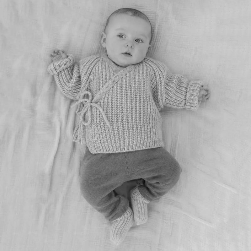 Baby Merino Wool/Alpaca/Silk Wrap Cardigan - Beige