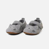 Kids Boiled Wool Ballerina Slipper Shoe - Light Grey Kitten