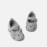 Kids Boiled Wool Ballerina Slipper Shoe - Light Grey Kitten