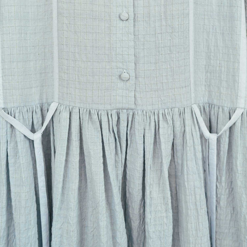 Women's Handloomed Cotton Oversized  Mira Dress - Satin Soft Blue