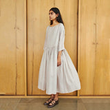 Women's Handloomed Silk/Cotton Sylvia Dress - Grey Chateau Check