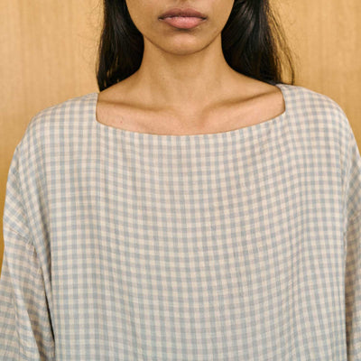 Women's Handloomed Silk/Cotton Sylvia Dress - Grey Chateau Check