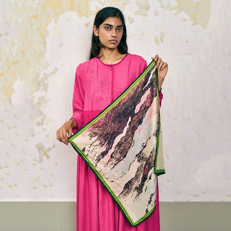 Women's Handloomed Silk Eddy Neckerchief - Passing Clouds