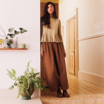 Women's Cotton Minnie Top - Ochre Stripe