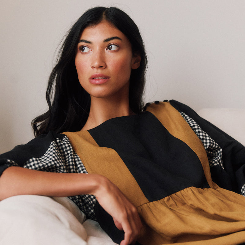 Women's Linen & Cotton Winnie Dress - Patchwork