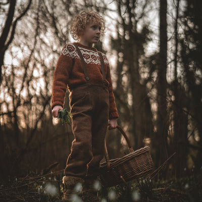 Baby & Kids Pocket Dungarees - Boiled Merino Wool - Hazelnut